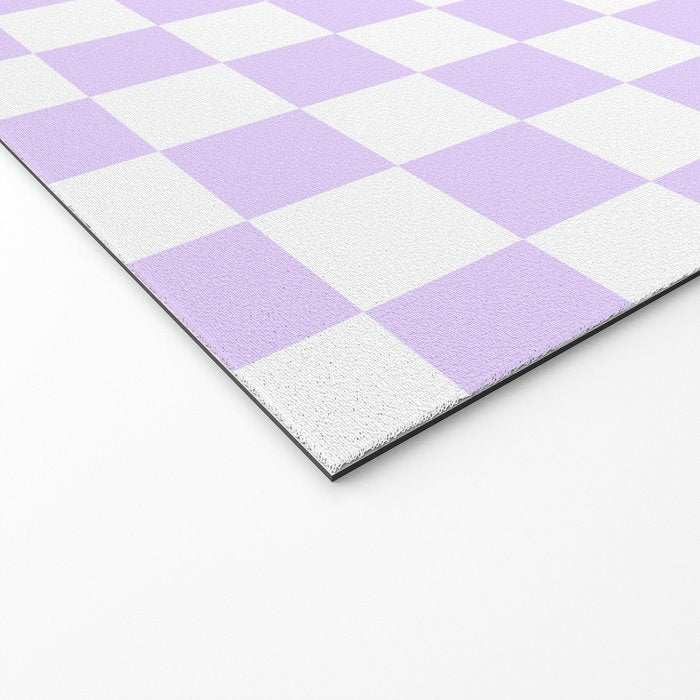 Large Chalky Pale Lilac Pastel Color and White Checkerboard Welcome Mat Gallery Image 2