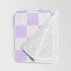 Large Chalky Pale Lilac Pastel Color and White Checkerboard Throw Blanket Gallery Image 3