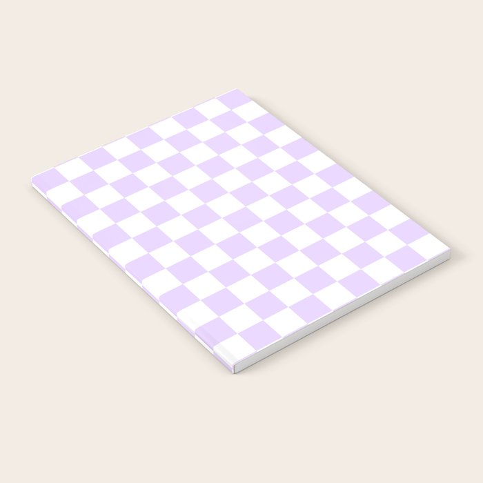 Large Chalky Pale Lilac Pastel Color and White Checkerboard Notebook Gallery Image 2