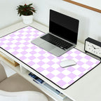 Large Chalky Pale Lilac Pastel Color and White Checkerboard Desk Mat Gallery Image 2