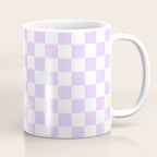 Large Chalky Pale Lilac Pastel Color and White Checkerboard Coffee Mug Gallery Image 1