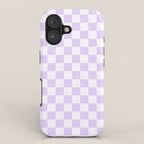Large Chalky Pale Lilac Pastel Color and White Checkerboard iPhone Case Gallery Image 1