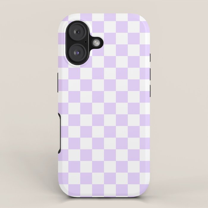 Large Chalky Pale Lilac Pastel Color and White Checkerboard iPhone Case Gallery Image 1