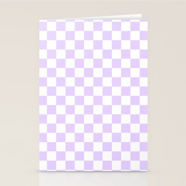 Large Chalky Pale Lilac Pastel Color and White Checkerboard Stationery Card Gallery Image 2