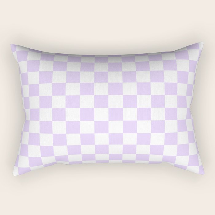 Large Chalky Pale Lilac Pastel Color and White Checkerboard Rectangular Pillow Gallery Image 1