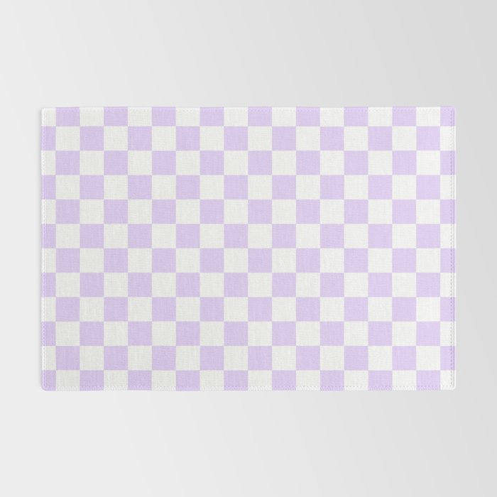 Large Chalky Pale Lilac Pastel Color and White Checkerboard Rug Gallery Image 2
