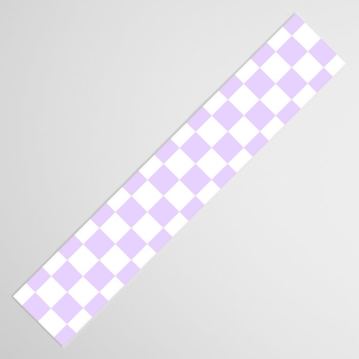 Large Chalky Pale Lilac Pastel Color and White Checkerboard Table Runner Gallery Image 3
