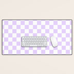 Large Chalky Pale Lilac Pastel Color and White Checkerboard Desk Mat Gallery Image 1