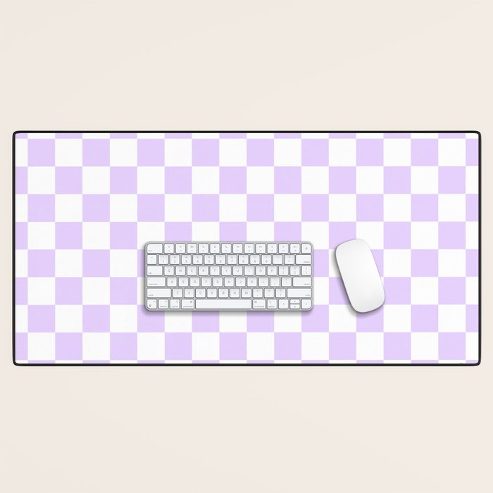 Large Chalky Pale Lilac Pastel Color and White Checkerboard Desk Mat Gallery Image 1