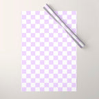 Large Chalky Pale Lilac Pastel Color and White Checkerboard Wrapping Paper Gallery Image 1