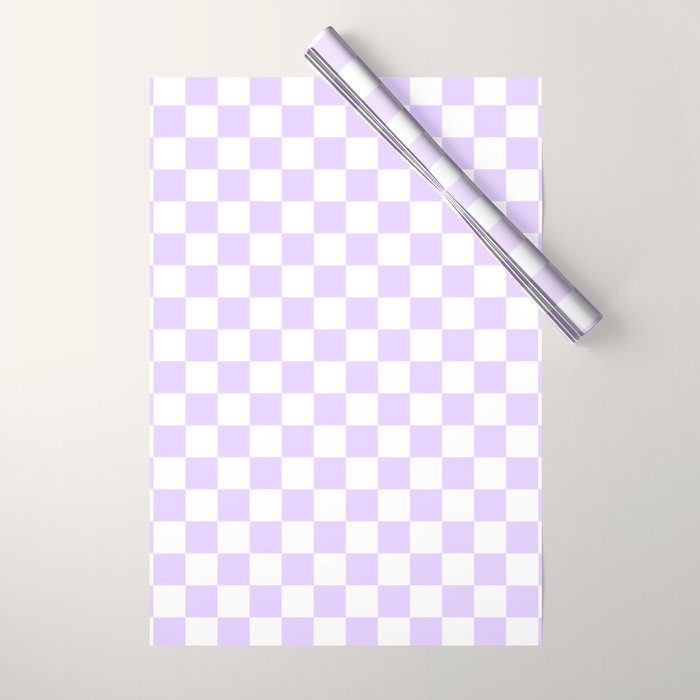 Large Chalky Pale Lilac Pastel Color and White Checkerboard Wrapping Paper Gallery Image 1