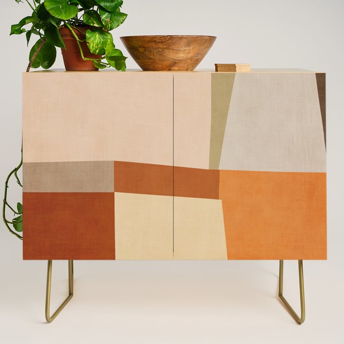 Earth Colors Warm Tones Fall Abstract Art Credenza Gallery Image 1