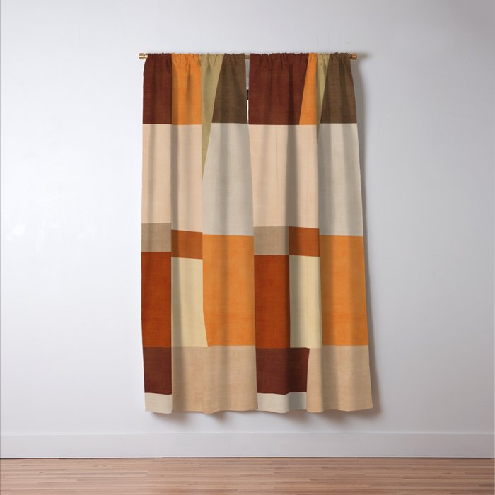 Earth Colors Warm Tones Fall Abstract Art Window Curtain Gallery Image 3