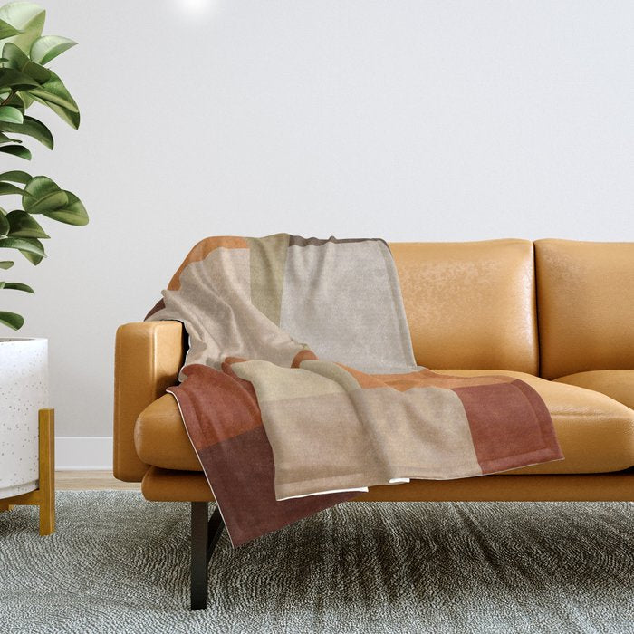 Earth Colors Warm Tones Fall Abstract Art Throw Blanket Gallery Image 1