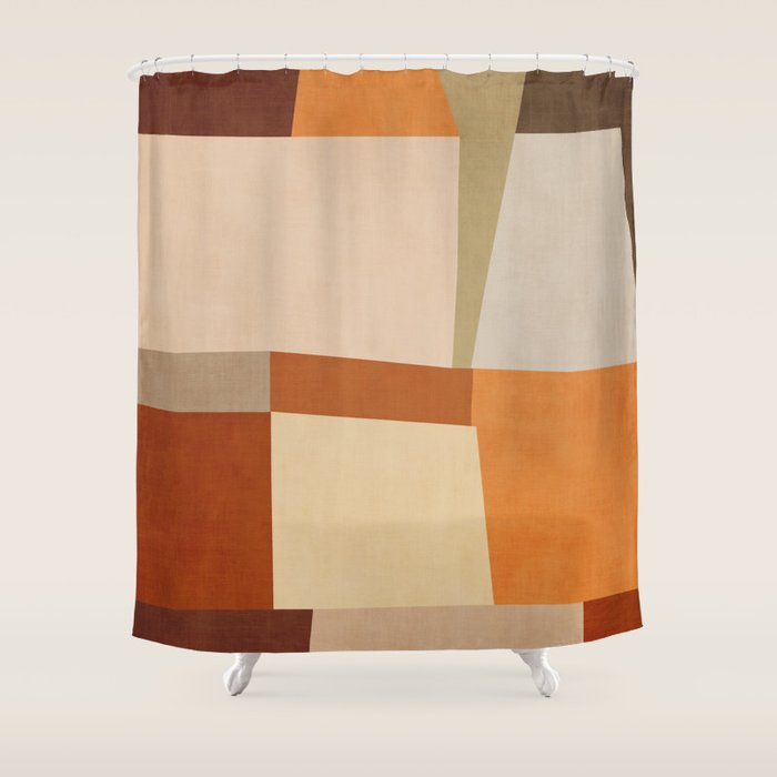 Earth Colors Warm Tones Fall Abstract Art Shower Curtain Gallery Image 1