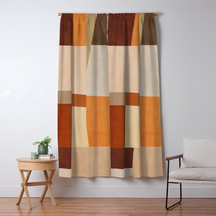 Earth Colors Warm Tones Fall Abstract Art Window Curtain Gallery Image 5