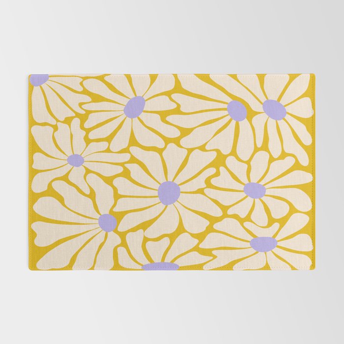 Big Groovy Flower - Purple, Yellow, Off-White Rug Gallery Image 2