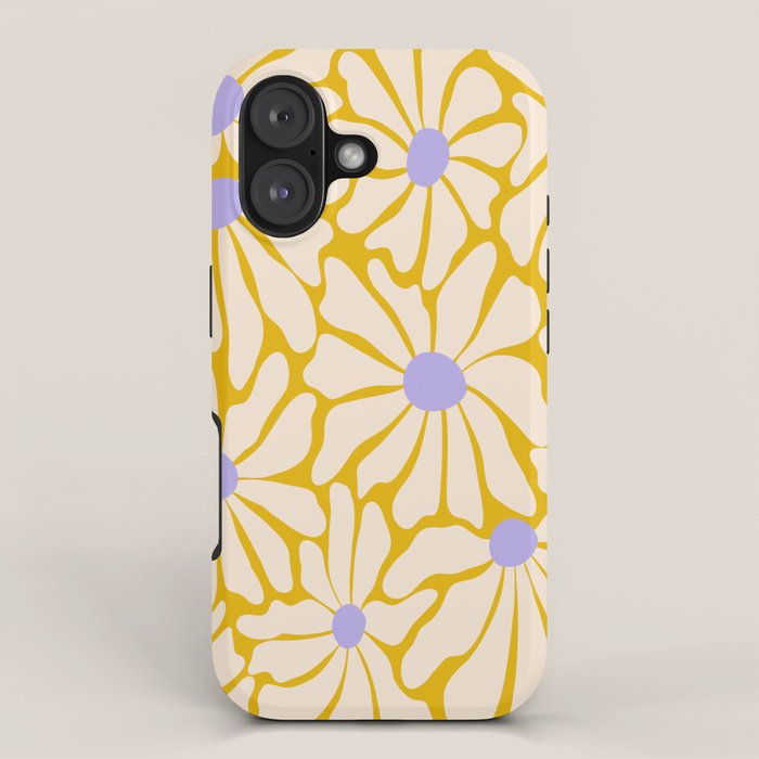 Big Groovy Flower - Purple, Yellow, Off-White iPhone Case Gallery Image 1