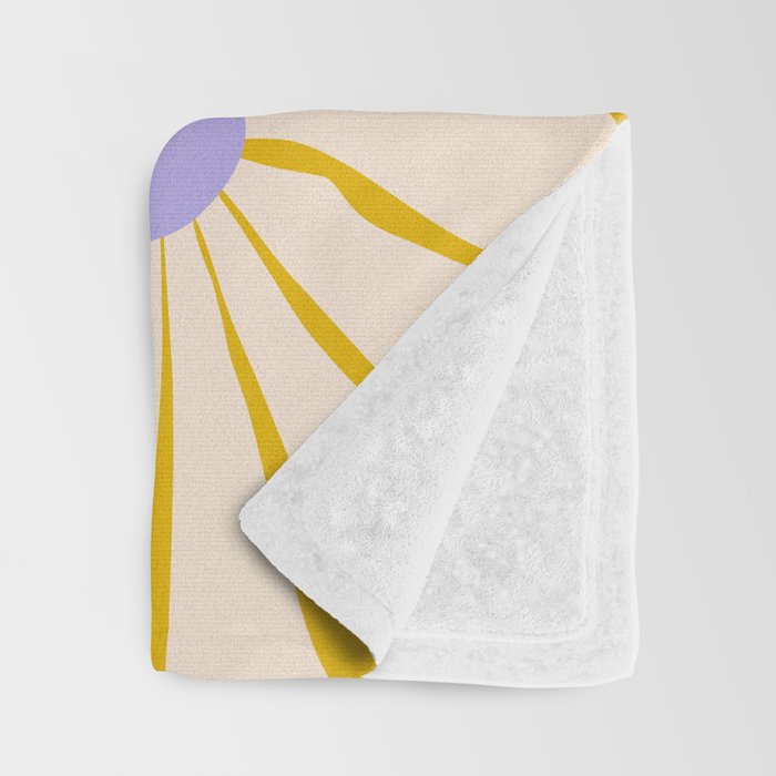 Big Groovy Flower - Purple, Yellow, Off-White Throw Blanket Gallery Image 3