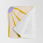 Big Groovy Flower - Purple, Yellow, Off-White Throw Blanket Gallery Image 3