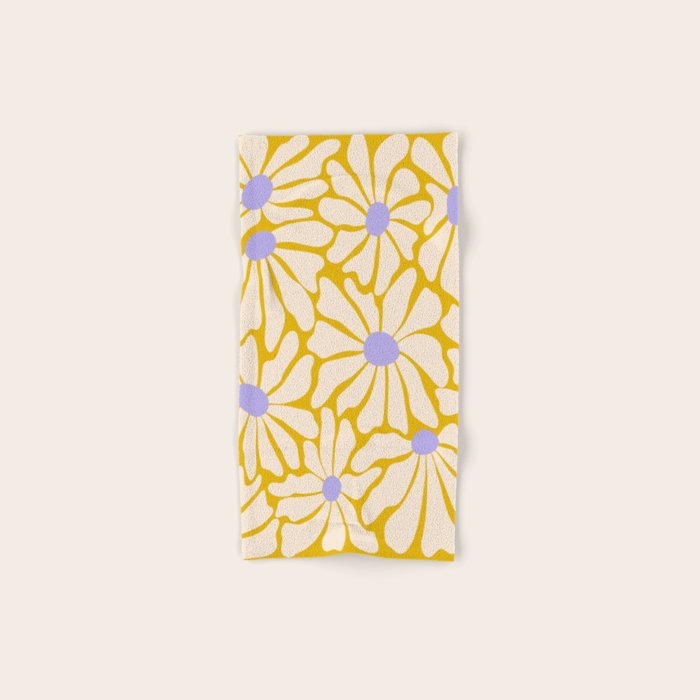 Big Groovy Flower - Purple, Yellow, Off-White Bath Towel Gallery Image 1