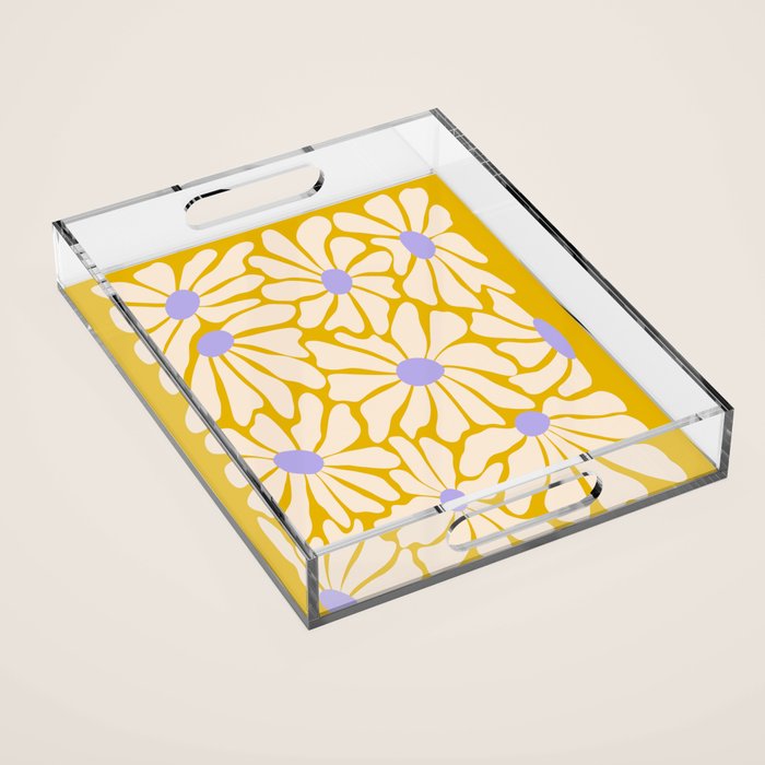 Big Groovy Flower - Purple, Yellow, Off-White Acrylic Tray Gallery Image 1