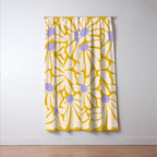 Big Groovy Flower - Purple, Yellow, Off-White Window Curtain Gallery Image 3
