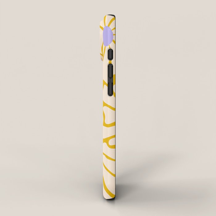 Big Groovy Flower - Purple, Yellow, Off-White iPhone Case Gallery Image 2
