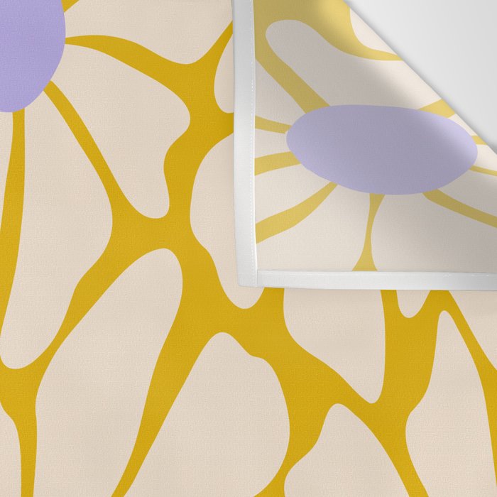 Big Groovy Flower - Purple, Yellow, Off-White Wall Tapestry Gallery Image 3