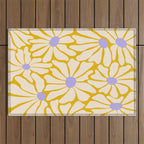 Big Groovy Flower - Purple, Yellow, Off-White Outdoor Rug Gallery Image 1