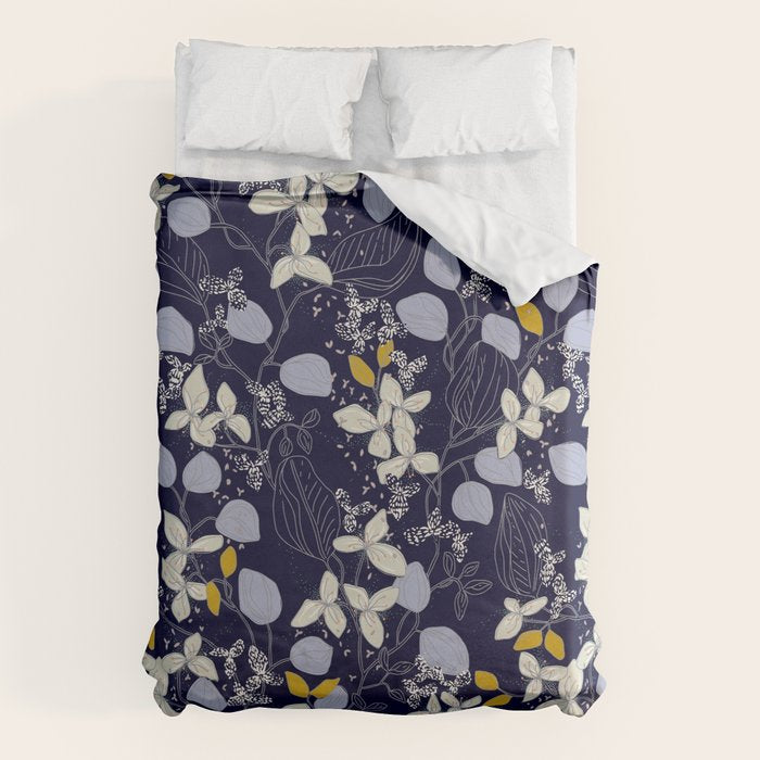 Floral elegance dark summer night Duvet Cover Gallery Image 1