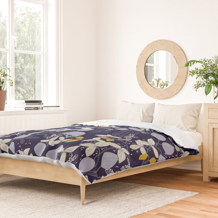 Floral elegance dark summer night Duvet Cover Gallery Image 2