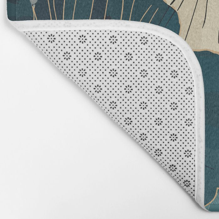 Floral Navy Honey Bath Mat Gallery Image 2