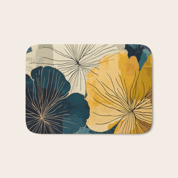 Floral Navy Honey Bath Mat Gallery Image 1