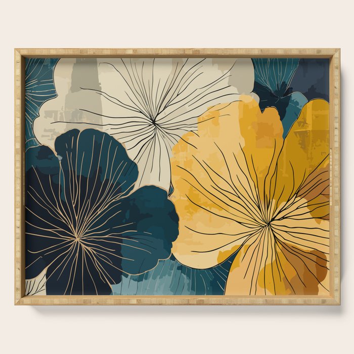 Floral Navy Honey Serving Tray Gallery Image 1