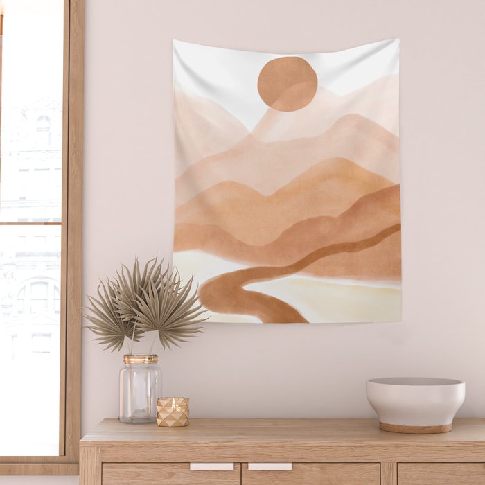 Dreamy mountain sun landscape Wall Tapestry Gallery Image 2