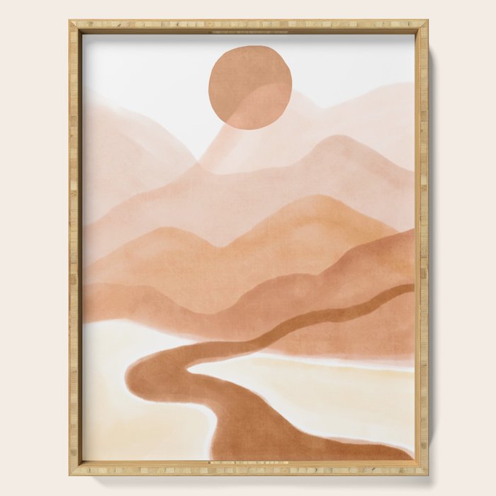 Dreamy mountain sun landscape Serving Tray Gallery Image 1