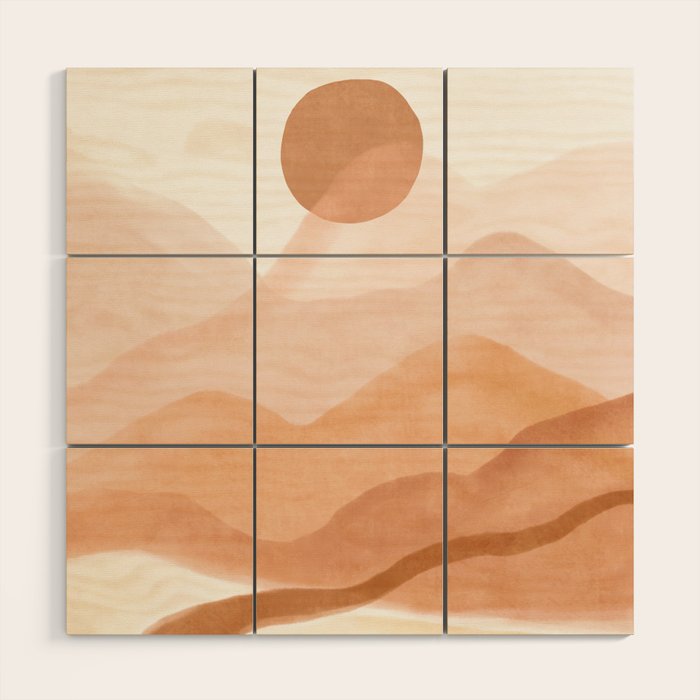 Dreamy mountain sun landscape Wood Wall Art Gallery Image 1