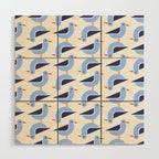 Blue Seagulls Pattern Wood Wall Art Gallery Image 1