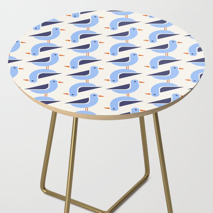 Blue Seagulls Pattern Side Table Gallery Image 2