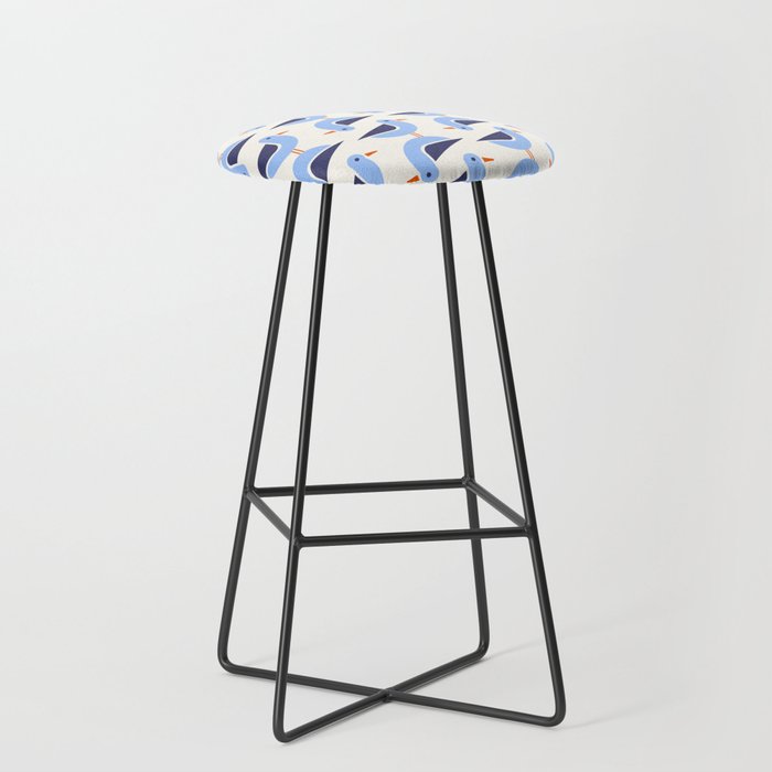 Blue Seagulls Pattern Stool Gallery Image 1