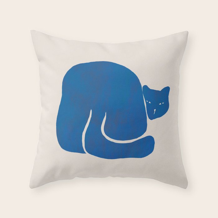 Blue cat Throw Pillow Gallery Image 6