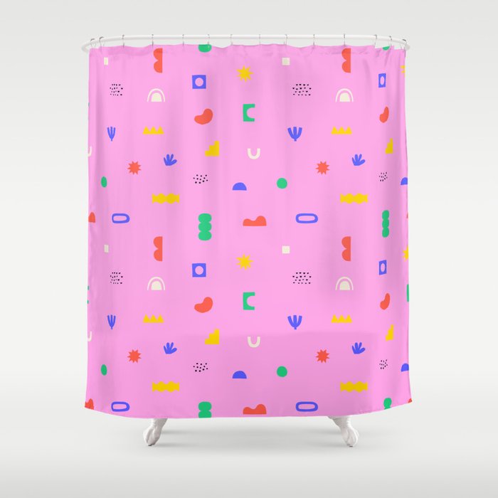 Abstract colorful organic shape art pattern Shower Curtain Gallery Image 1
