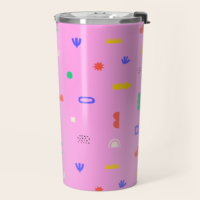 Abstract colorful organic shape art pattern Travel Mug Gallery Image 2