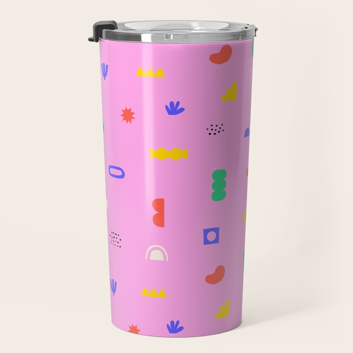 Abstract colorful organic shape art pattern Travel Mug Gallery Image 3