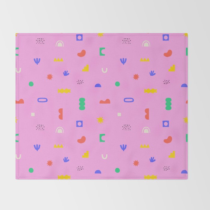 Abstract colorful organic shape art pattern Throw Blanket Gallery Image 2