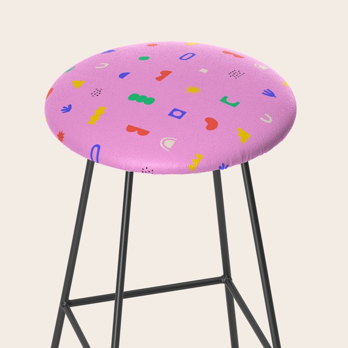 Abstract colorful organic shape art pattern Stool Gallery Image 2
