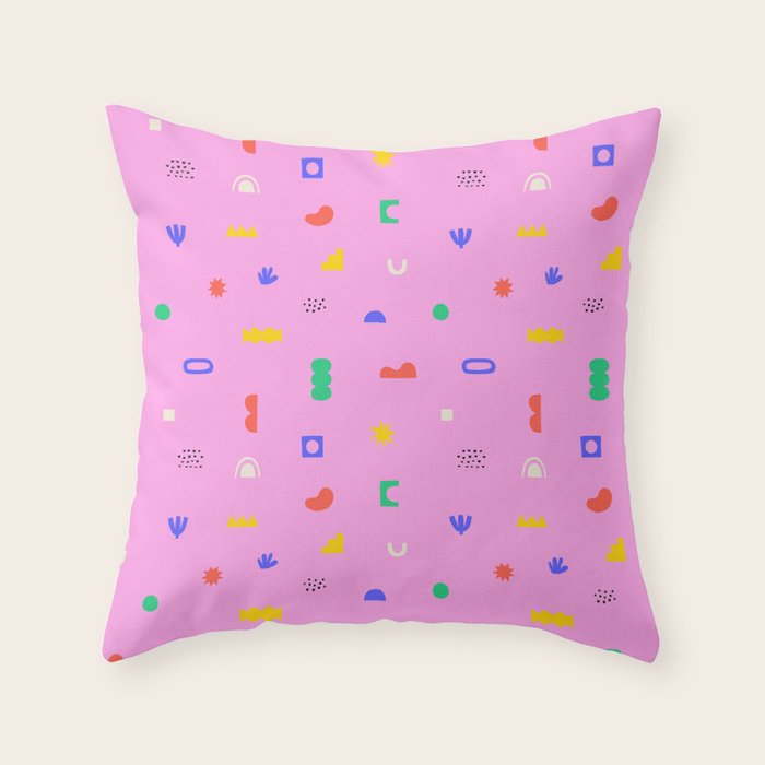 Abstract colorful organic shape art pattern Throw Pillow Gallery Image 6