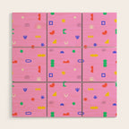 Abstract colorful organic shape art pattern Wood Wall Art Gallery Image 1