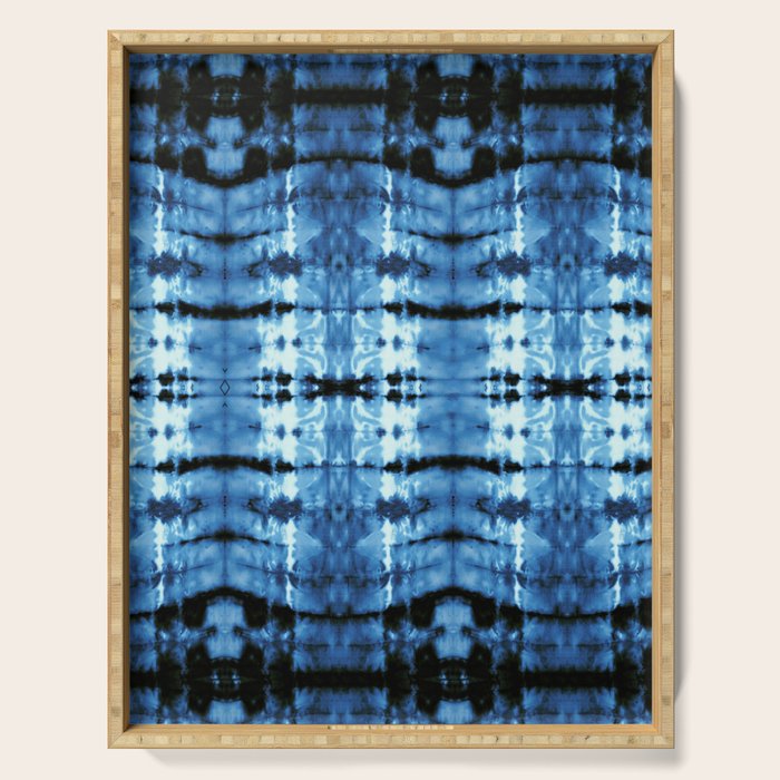 Indigo Satin Shibori Serving Tray Gallery Image 1